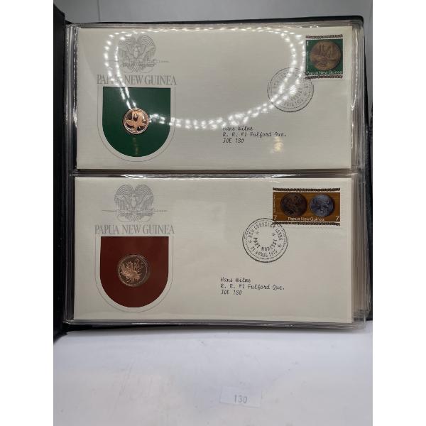 Papua New Guinea 1975 Coins Set and Stamps FDC (with 2 Large Silver Coins)