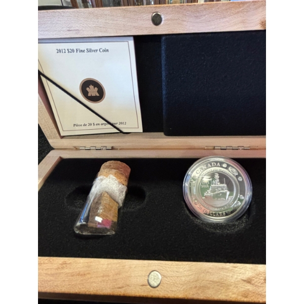 2012 $20 50 Years of the Canadian Coast Guard - Pure Silver Coin 31.39g and piece of icebreaker CCGS
