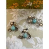 Image 1 : 3x West German Silver Tone Brooch/Pin W/Faux Turquoise & Pearl 2" Long Vintage