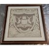 Image 1 : Framed Vintage Piece of Nottingham Lace, Traditional English Textile ( 16"W x 16.5"H)