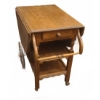 Image 1 : Wooden Drop Leaf Tea Cart with Drawer and Wheels