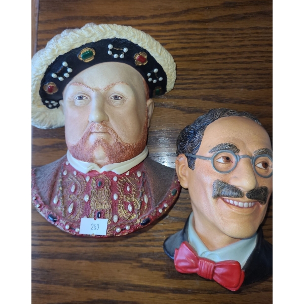 Henry VIII 7 T,  and Groucho Marx 6 T Wall Hanging Faces