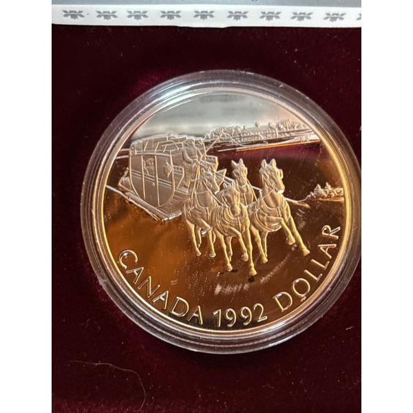 1992 $1 Kingston to York Stagecoach - Sterling Silver Dollar B.U.