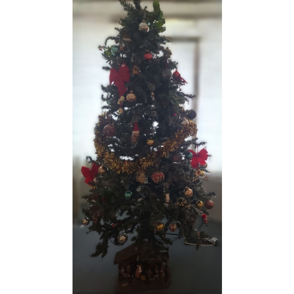 Fully Decorated and Assembled Holiday Tree 7 Foot, Nativity Scene Included 17 W, 7 D, 13 T 
