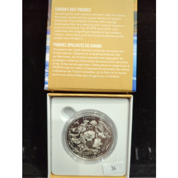 2016 Canada's Vast Prairies Proof Silver 99.99% 62.69g
