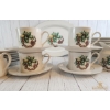 Image 3 : Vintage Tea Set Decorated With A Festive Holly & Berry Cups Saucers A Covered Sugar Bowl & A Creamer