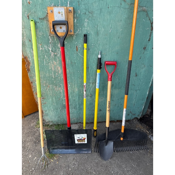  Shovel, rake, hoe, extension poles