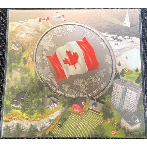 2015 National Flag of Canada $25 Fine Silver Coin