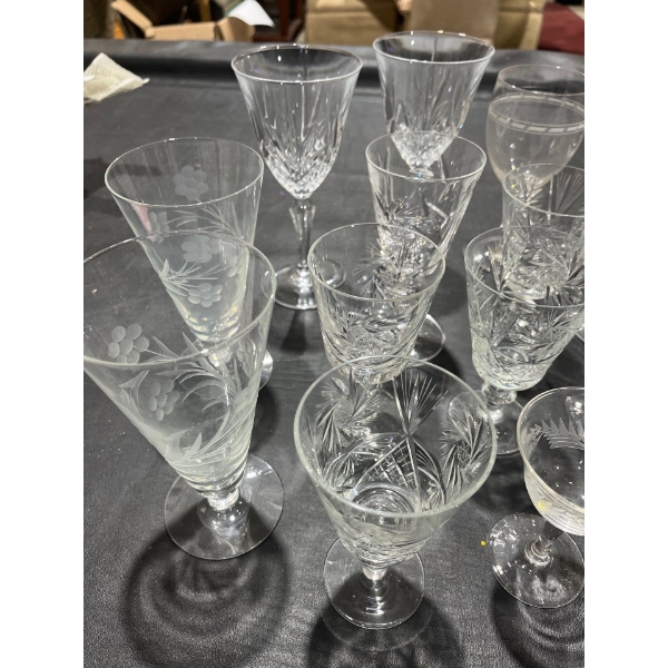 Collection of Crystal & Glass Stemware Various Patterns 