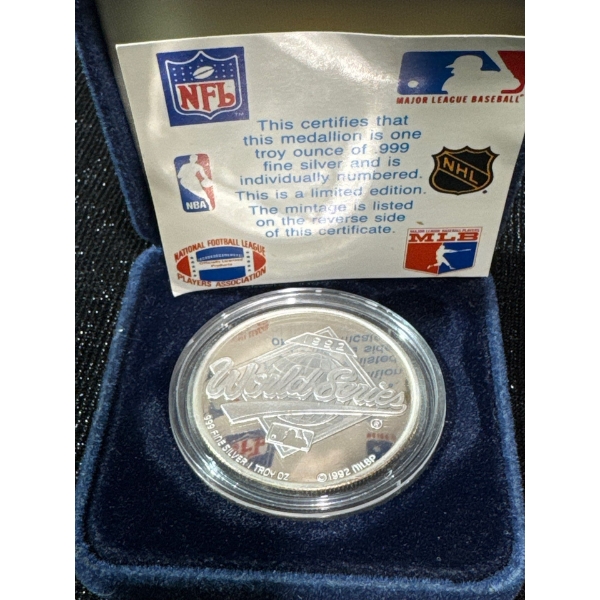  1992 MLB World Series 1 Troy Ounce Fine Silver Medallion