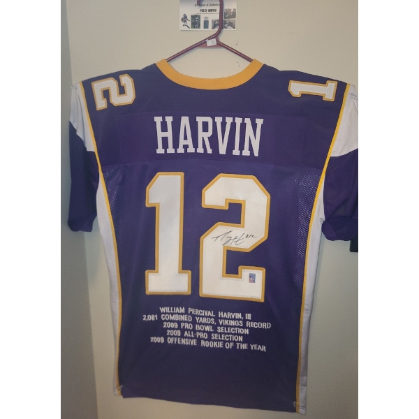 Percy Harvin/ Vikings Autographed Jersey w/ Authentication, Size XL