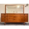 Image 1 : Mid Century Teak Double Dressing Table w/ Erect Mirror 72x18x61