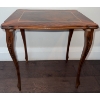 Image 5 : Wood Side Table with Inlaid Top and Carved Sk