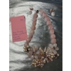 Image 1 : Stunning Handmade Rose Quartz and Mother of Pearl Floral Necklace with Matching Earrings