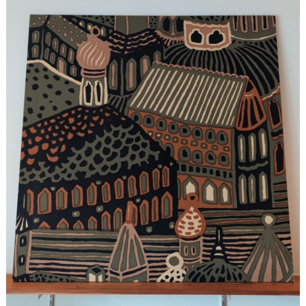 XL Marimekko "Kumiseva" Textile Art Print On Stretched Cotton - Designed By Katsuji Wakisaka
