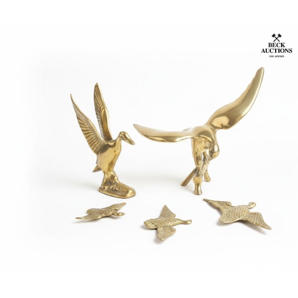 Collection Of Vintage Brass Bird Sculptures