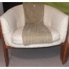 Image 2 : Mid Century Teak w/ Ivory Upholstered Accent Chairs 31T