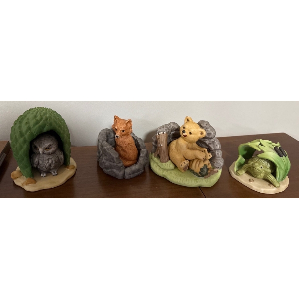 Collectible Hand Painted Porcelain 'Woodland Surprises' Animals (4pcs) Jacqueline B. Smith 