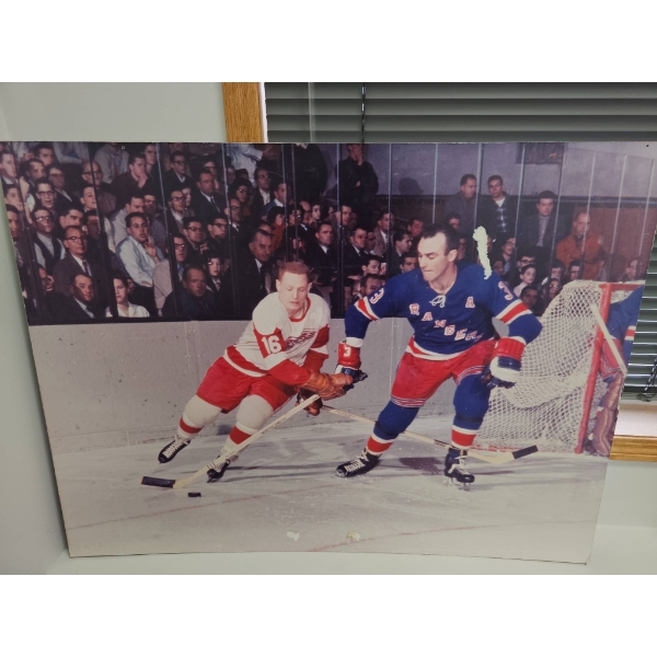Vintage-Style 40x30 Hockey Action Photo Featuring Classic NHL Teams