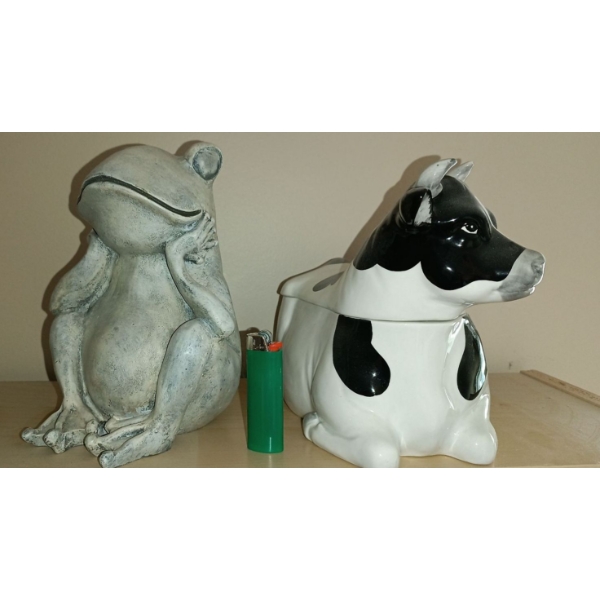 MMMMoooooooo Cow Cookie Jar w/ Frog Companion