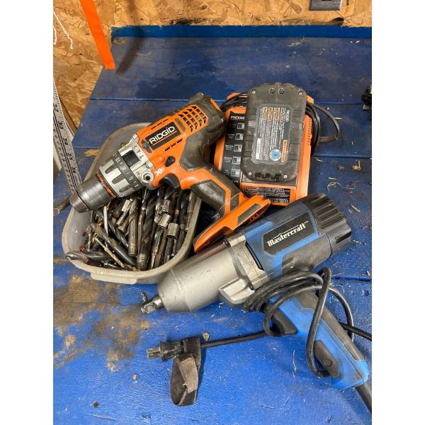  rigid rechargeable drill, and Mastercraft hammer drill