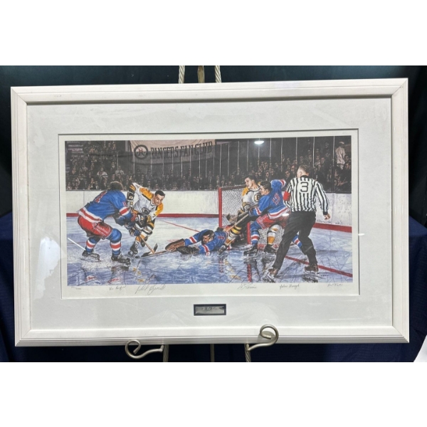 Les Tait "In the Slot" Print signed by players 29Wx15H 