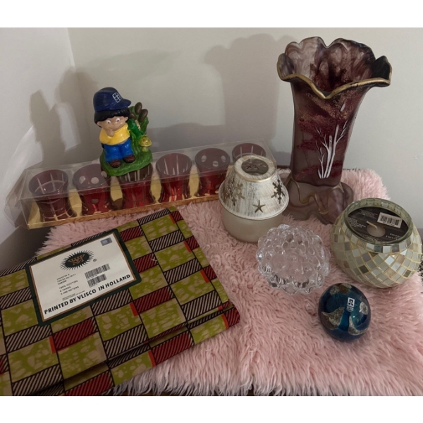 Home Decor Collection Incl. Mdina Glass Malta, Candles, Cotton African Fabric Printed in Holland 6ft