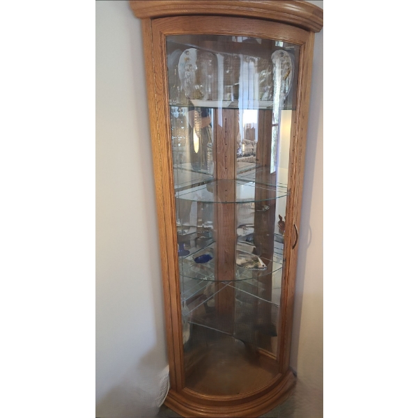 Corner Cabinet w/ Glass Shelves and Display Light 31 W, 23 D, 76 T (2)