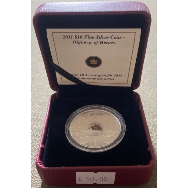 2011 $10 Highway of Heros Fine Silver Coin 15.87 Grams