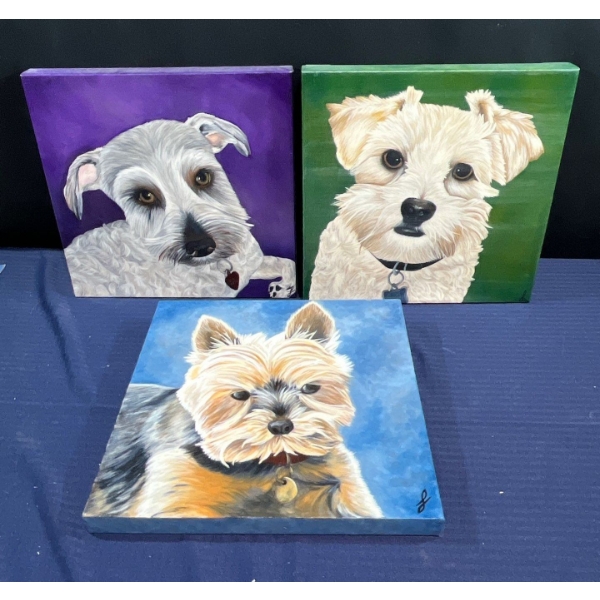 F. Noseworthy Original Acrylic Dog Portraits 16Wx16H