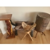 Image 1 : Natural Varnished Wood Stand 10 W, 11 D, 26.5 T, Camel Head Saddle Stool 32 W, 13 D, 31 T and More!
