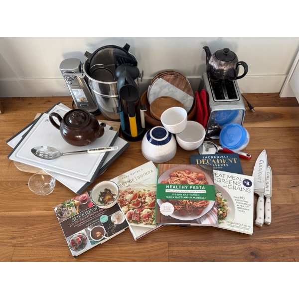 Kitchen Essentials - Electric Teapot Culinary Knives Cutting Boards Cook Books 