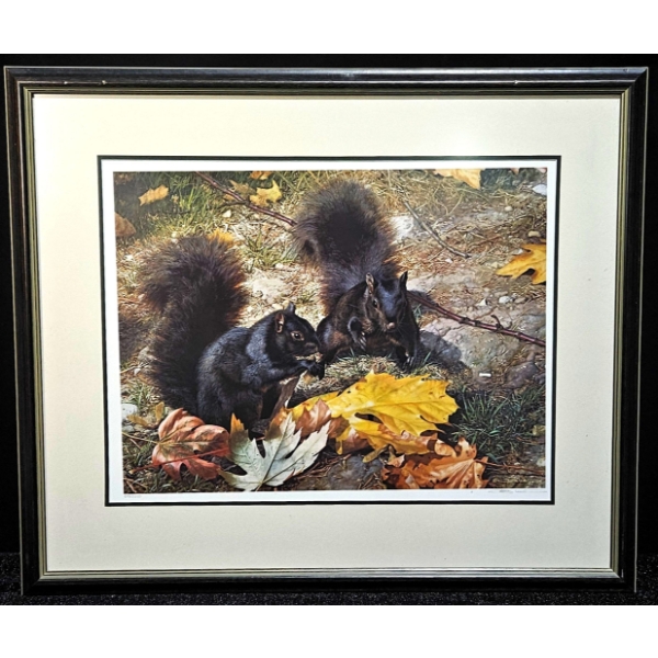 'Northern Cousins - Black Squirrels' by Carl Brenders - 28.5W x 24H" (1989)