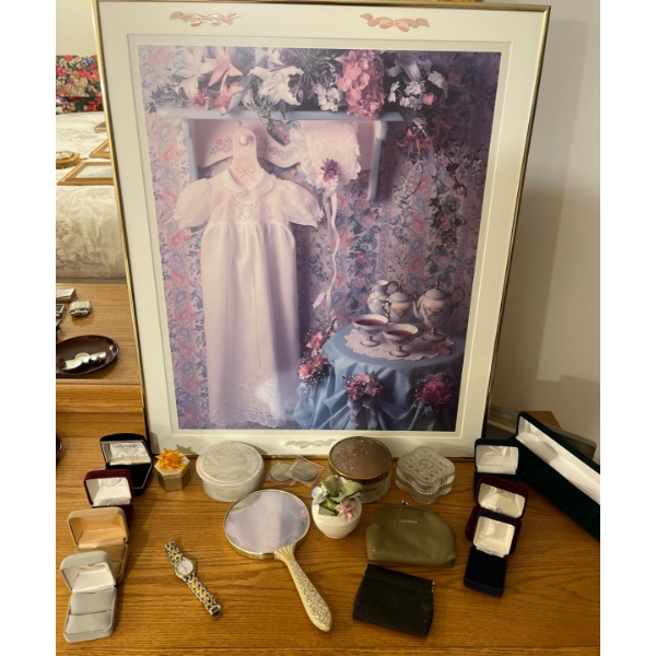 Tea Party Print 20x24 w/ Assorted Trinket & Jewelery Boxes 