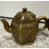 Image 4 : Pair of Brass Antique Decorative Chinese Teapots (5.5W) w/ Antique Brass Lighter 