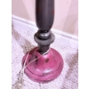 Image 2 : Wooden Floor Lamp with Checked Fabric Shade