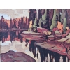 Image 4 : Framed Art Card Print Of Algoma Reflections By Canadian Group Of Seven Artist Lawren Harris14'W,17'H