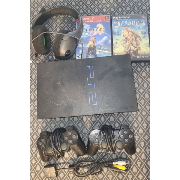 Sony Playstation 2 Bundle w/ Games: Final Fantasy X and XII, Two Controllers and Headphones