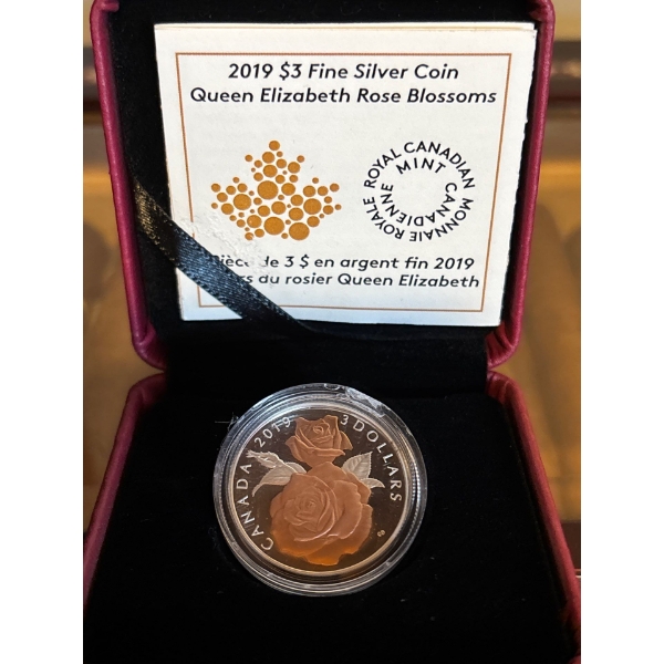 2019 $3 Queen Elizabeth Rose Blossoms - Pure Silver Coin