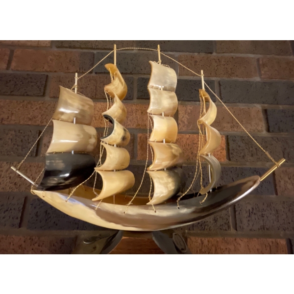 Genuine Horne Art - Decorative Boat 18x14 Made In Italy