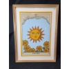 Image 1 : Framed Textile Artwork Depicting The Sun Tarot Design, 24 x 32 Inches