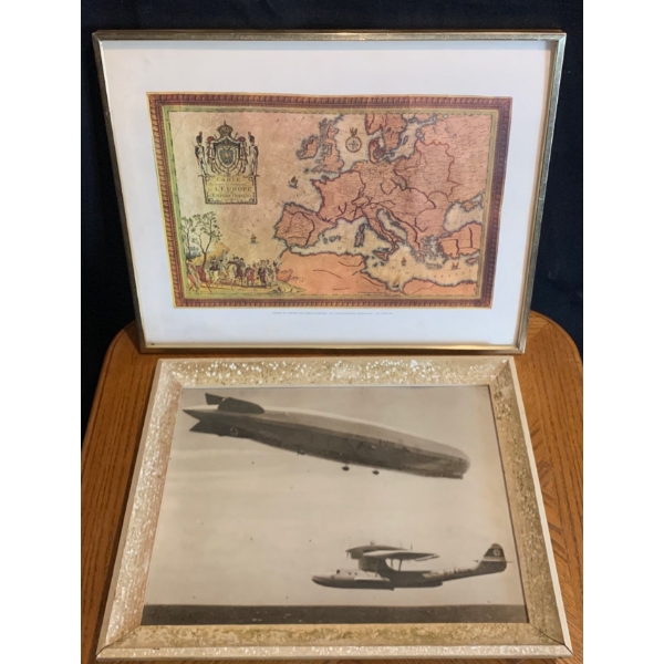 Chart of Europe & French Empire Print + German War Aircraft Print 