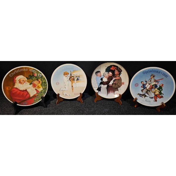 Limited Edition Norman Rockwell Christmas Plates Set with Certificates