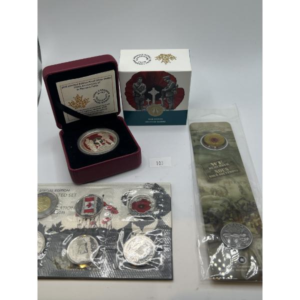 Canadian WW1 Con Sets with 2015 RCM Coin