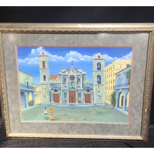 Painting of Cuba 2003, Artist: Wetiz, Framed Under Glass 33 X 26