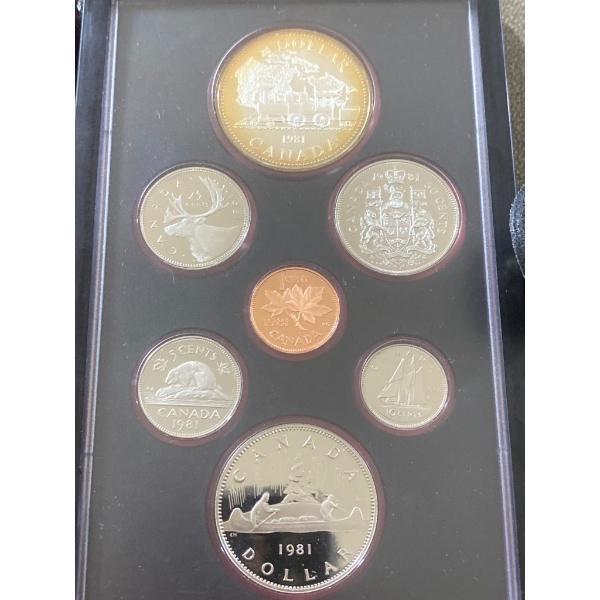 1981 Royal Canadian Mint Proof Set with Seven Coins