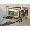 Image 3 : Vintage sheep shears, picture, book ( the Canadian Cowboy) And a small stool/ storage 
