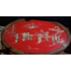 Image 8 : Chinese Tea Table Set With Red Lacquer Top and Mother-of-Pearl Figures