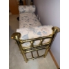 Image 3 : Vintage Brass Upholstered Vanity Bench with Bolster Pillows