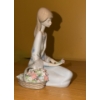 Image 2 : Lladro Figurines: Female w/ Flowers 4 W, 5 D, 7.5 T,  Mini Flower Basket w/ Bird  3 T